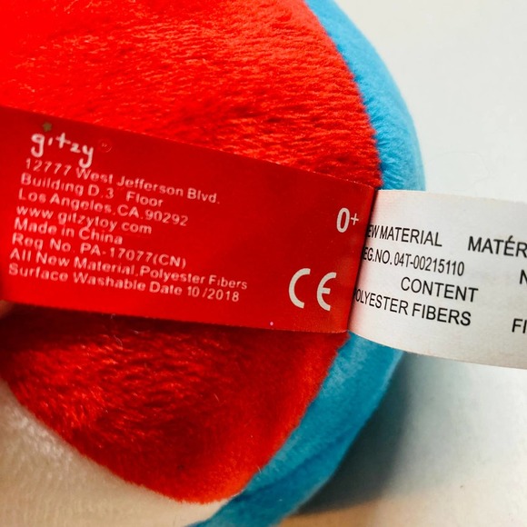 Gitzy Puppy Rattle Beach Ball  Red White and Blue. Pre-Owned - Picture 7 of 9